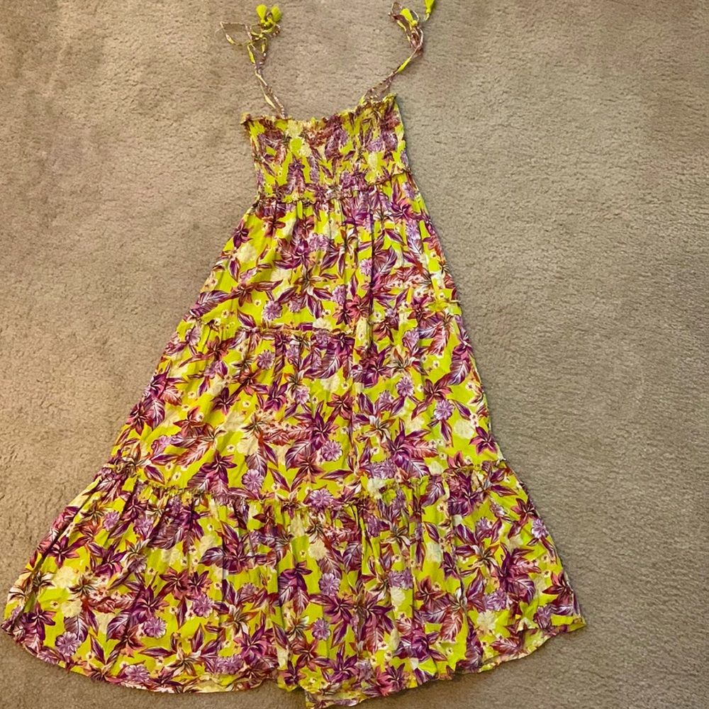 Lime green and pink floral dress